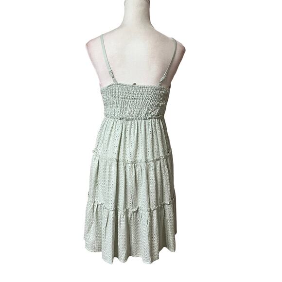Sin & sam Sleeveless Tiered Dress In Cotton Eyelet mint green SZ M - Picture 3 of 11